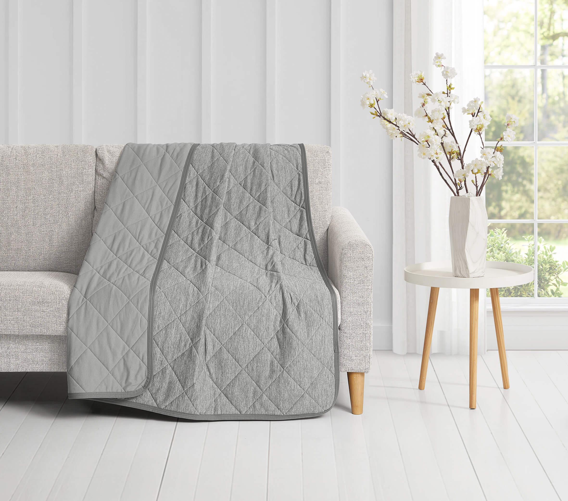 The Honest Label Cooling Throw in Silver with grey tones throw blanket product view
