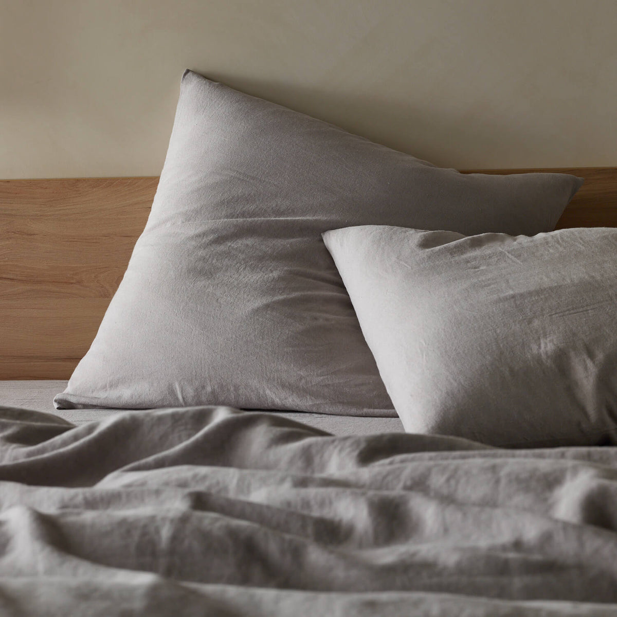 The Honest Label Pure Linen European Pillowcase in Light Grey with grey tones pillowcase product view