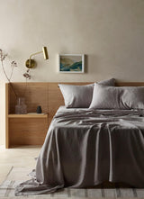 The Honest Label Pure Linen Standard Pillowcase (2 Pack) in Light Grey with grey tones pillowcase product view THL product image 2