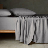 The Honest Label Pure Linen Flat Sheet in Light Grey with grey tones flat sheet product view THL product image 1
