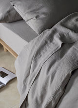 The Honest Label Pure Linen Fitted Sheet in Light Grey with grey tones fitted sheet product view THL product image 3