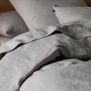 The Honest Label Pure Linen Standard Pillowcase (2 Pack) in Light Grey with grey tones pillowcase close up detail THL product image 4