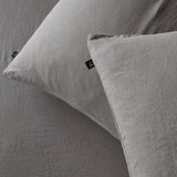 The Honest Label Pure Linen European Pillowcase in Light Grey with grey tones pillowcase close up detail THL product image 3