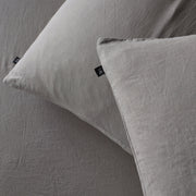 The Honest Label Pure Linen European Pillowcase in Light Grey with grey tones pillowcase close up detail THL product image 3