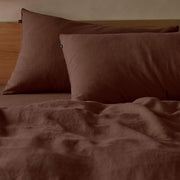 The Honest Label Pure Linen Standard Pillowcase (2 Pack) in Cacao with brown tones pillowcase product view THL product image 1