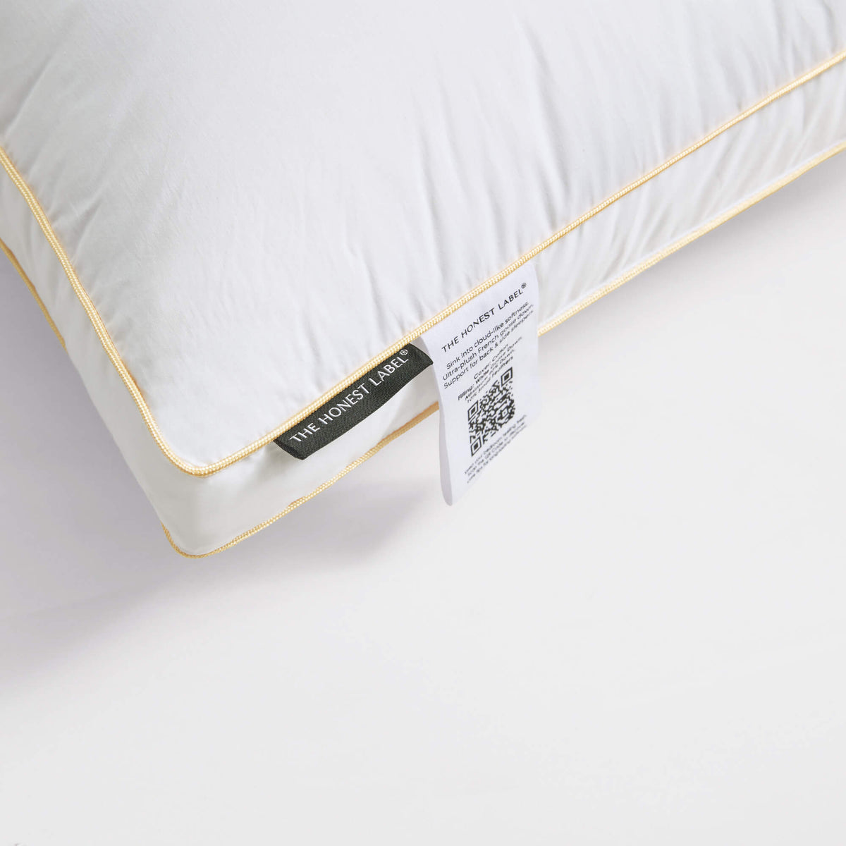 The Honest Label Chamonix Luxury French 90/10 Goose Down Pillow pillowcase lifestyle view THL product image 4