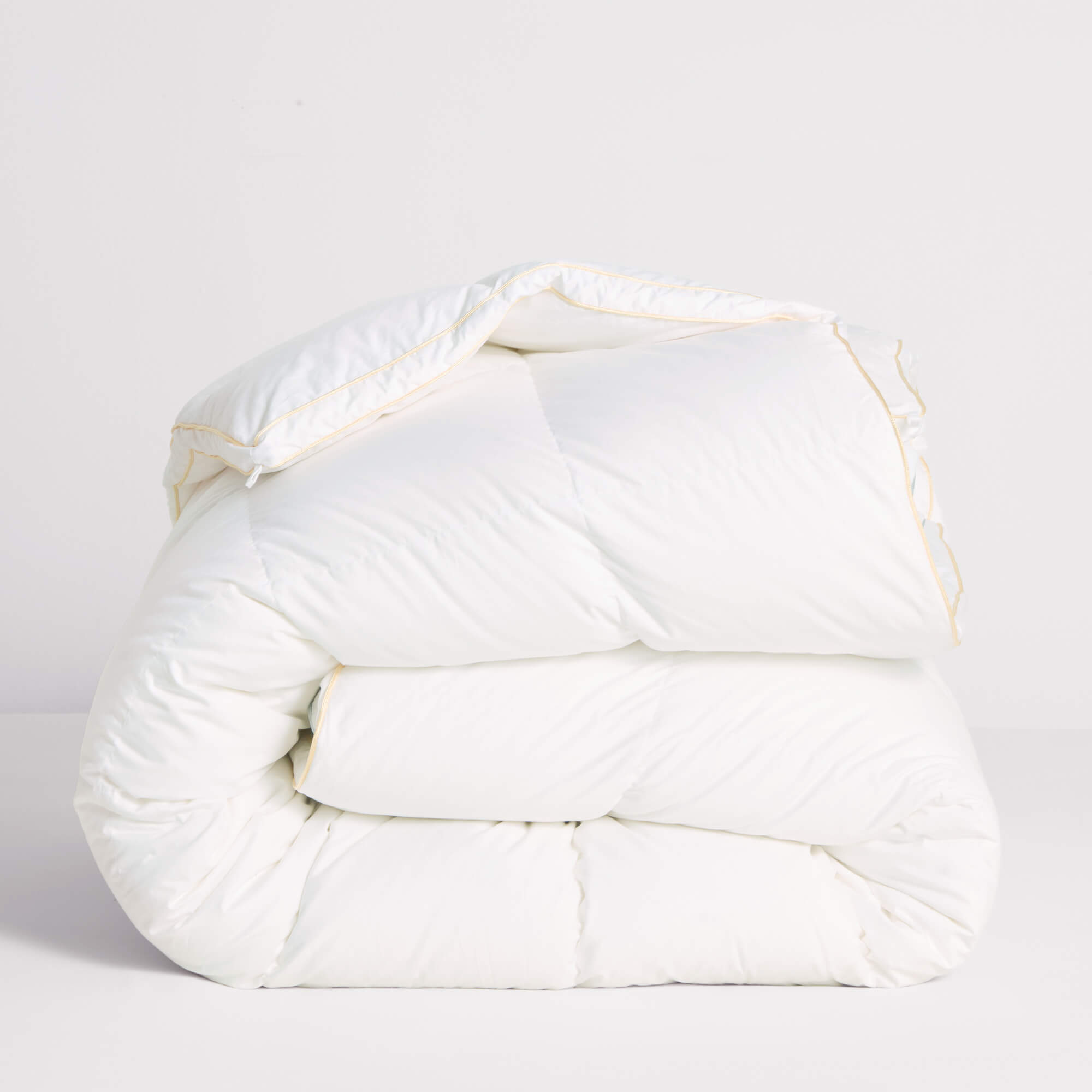 The Honest Label Chamonix Luxury French 90/10 Goose Down Quilt home bedding styled bedroom view THL product image 2