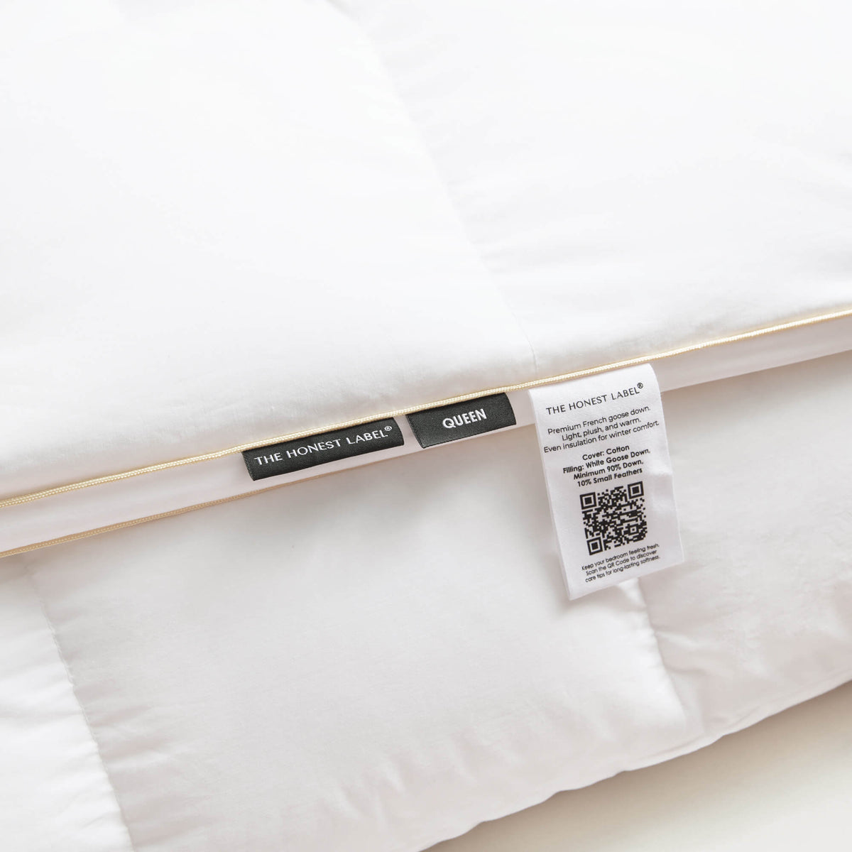The Honest Label Chamonix Luxury French 90/10 Goose Down Quilt home bedding styled bedroom view THL product image 3
