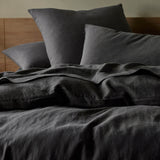 The Honest Label Pure Linen Standard Pillowcase (2 Pack) in Charcoal with grey tones pillowcase product view THL product image 4