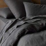 The Honest Label Pure Linen European Pillowcase in Charcoal with grey tones pillowcase product view THL product image 4