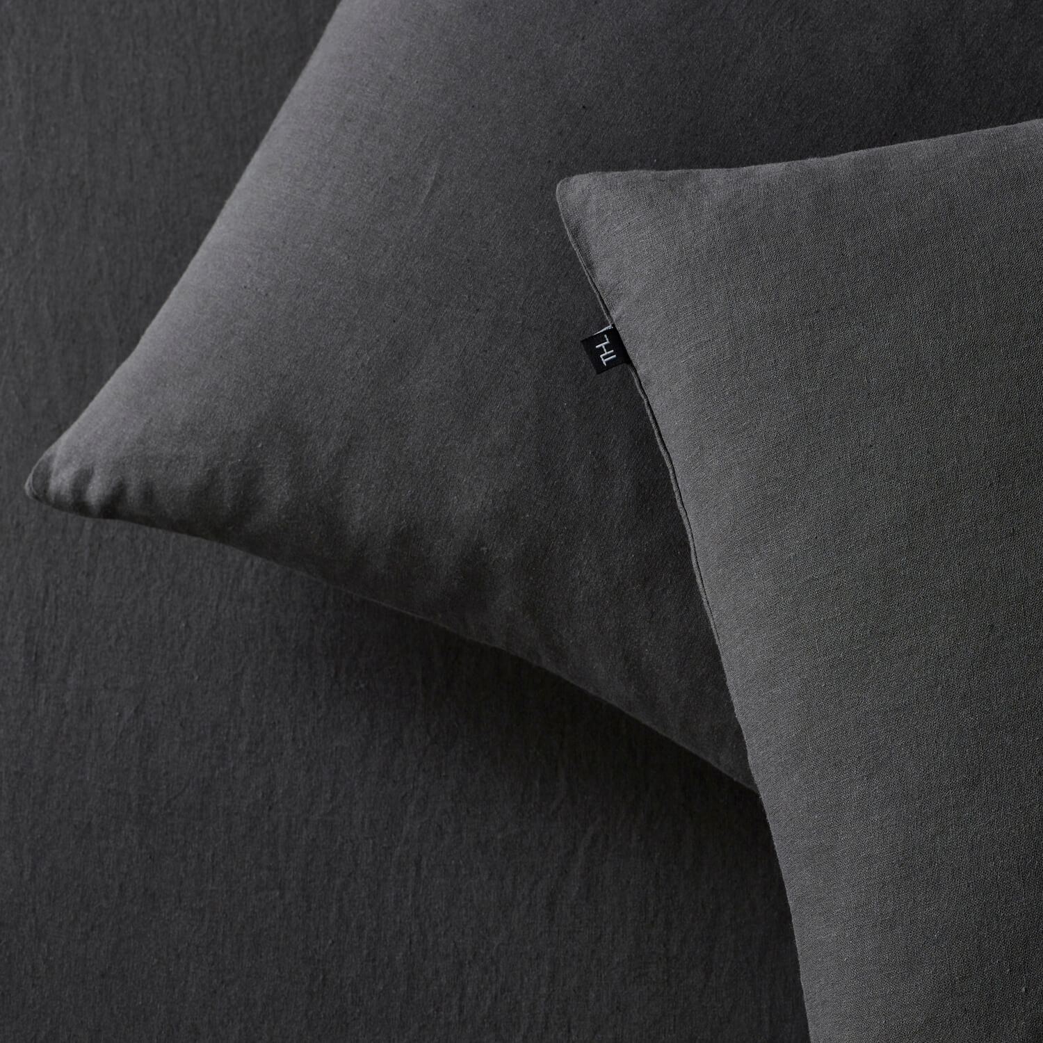 The Honest Label Pure Linen European Pillowcase in Charcoal with grey tones pillowcase product view THL product image 5