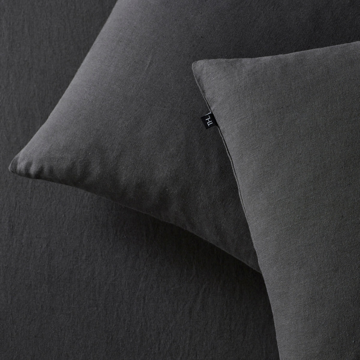 The Honest Label Pure Linen European Pillowcase in Charcoal with grey tones pillowcase product view THL product image 5