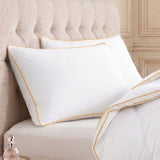 The Honest Label Chamonix Luxury French 90/10 Goose Down Pillow pillowcase lifestyle view THL product image 1