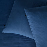 The Honest Label Pure Linen European Pillowcase in Ocean Blue with blue tones pillowcase close up detail THL product image 3