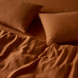The Honest Label Pure Linen Standard Pillowcase (2 Pack) in Red Earth with red tones pillowcase product view THL product image 3