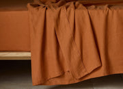 The Honest Label Pure Linen Fitted Sheet in Red Earth with red tones fitted sheet product view THL product image 3