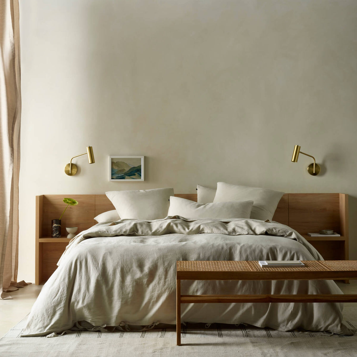 The Honest Label Pure Linen European Pillowcase in Flax with beige tones pillowcase product view THL product image 3