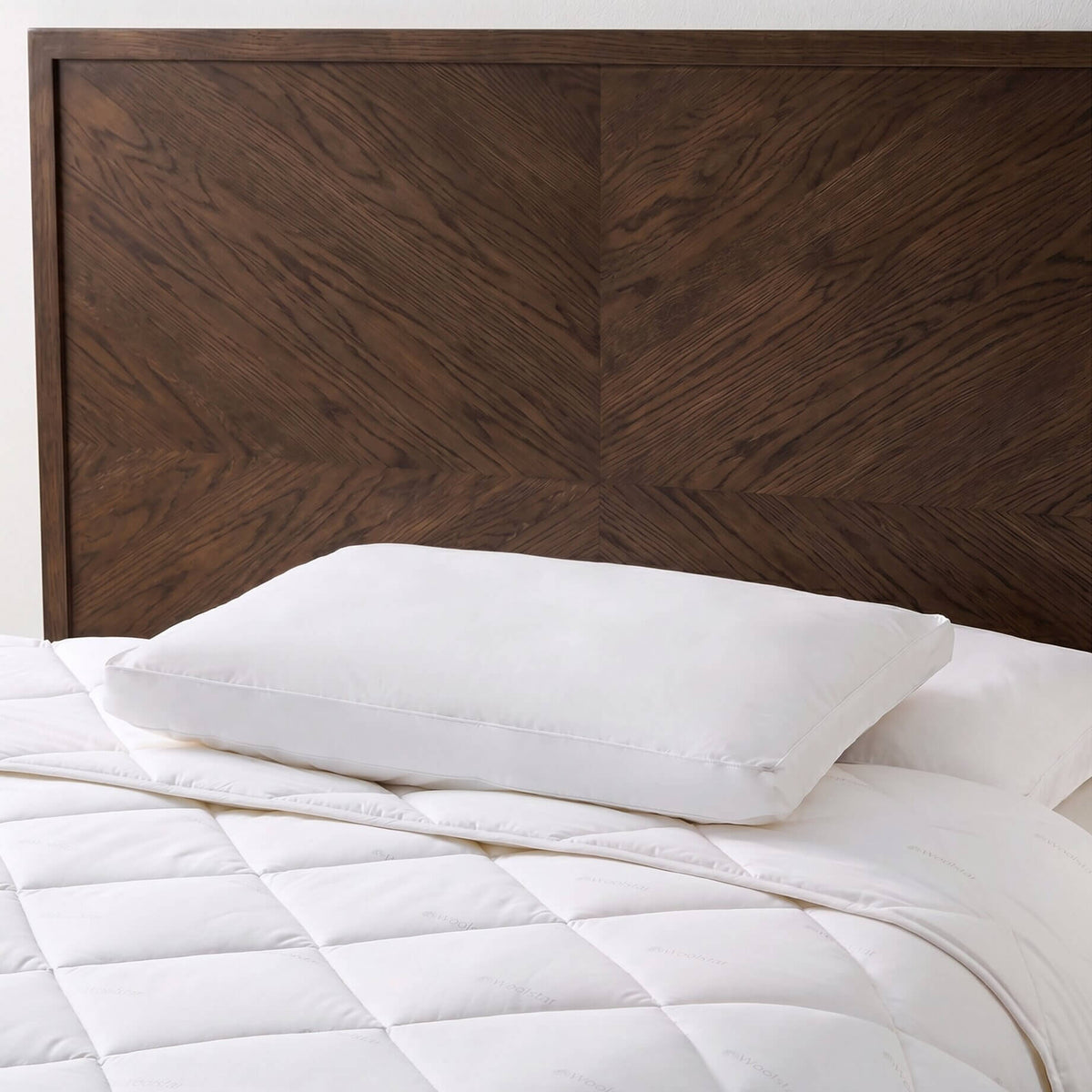 The Honest Label Holborn Eco Pure Wool Pillow (Medium Profile) pillowcase lifestyle view THL product image 1