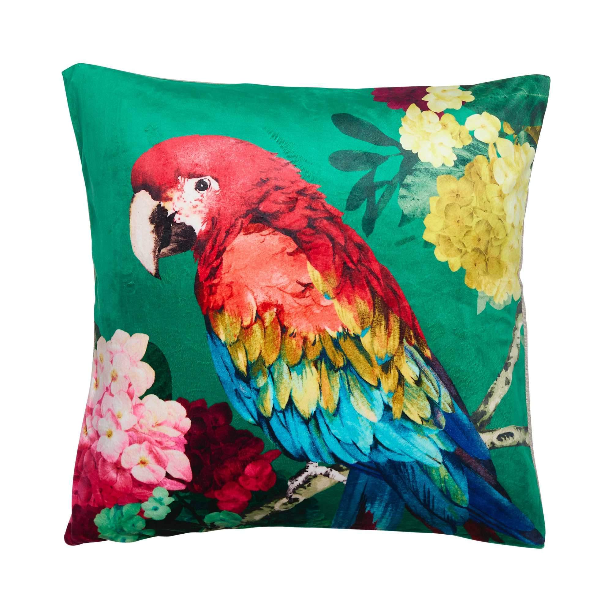 Chintz Parrot Square 50x50cm Velvet Cushion Cover