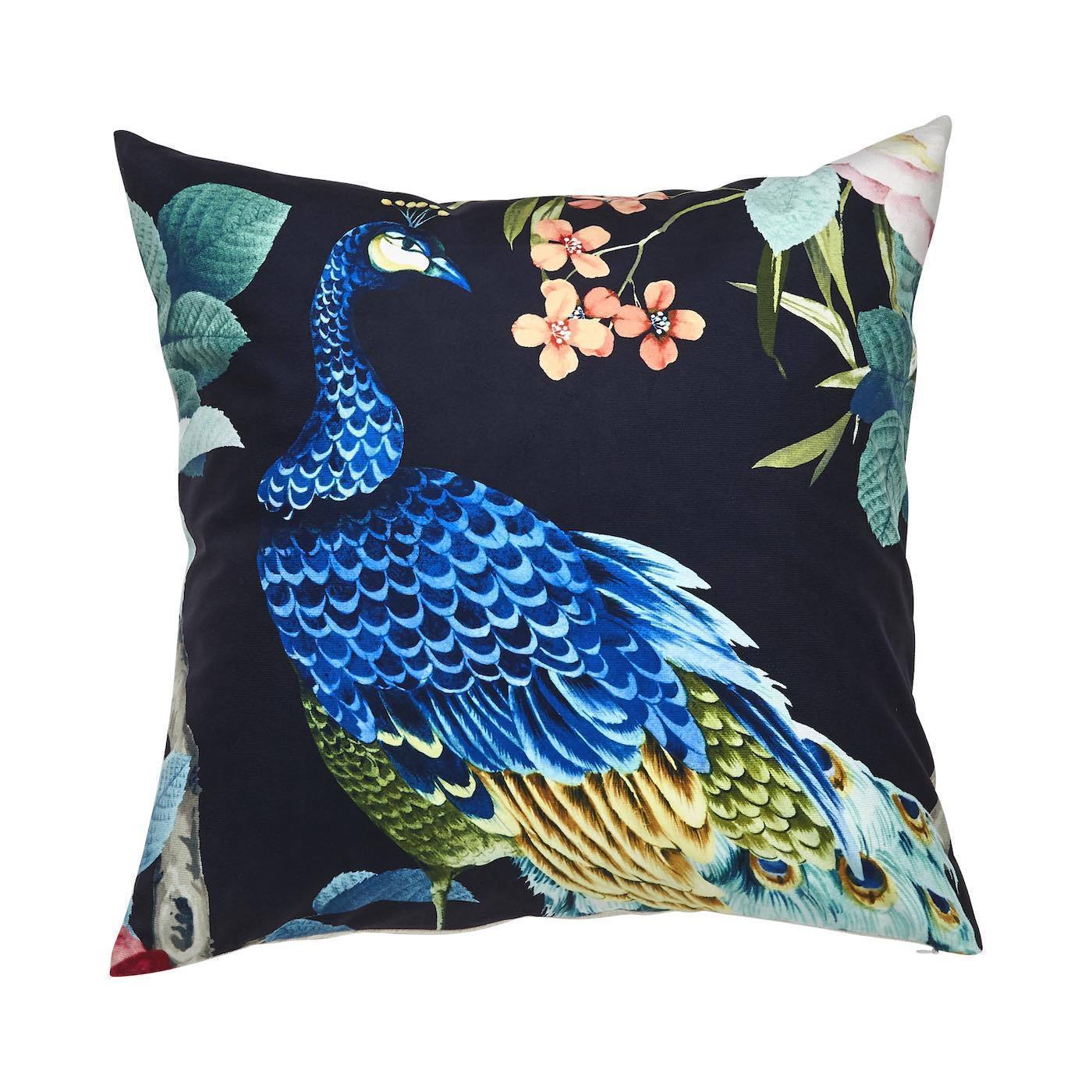 Peacock Square 50x50cm Velvet Cushion Cover