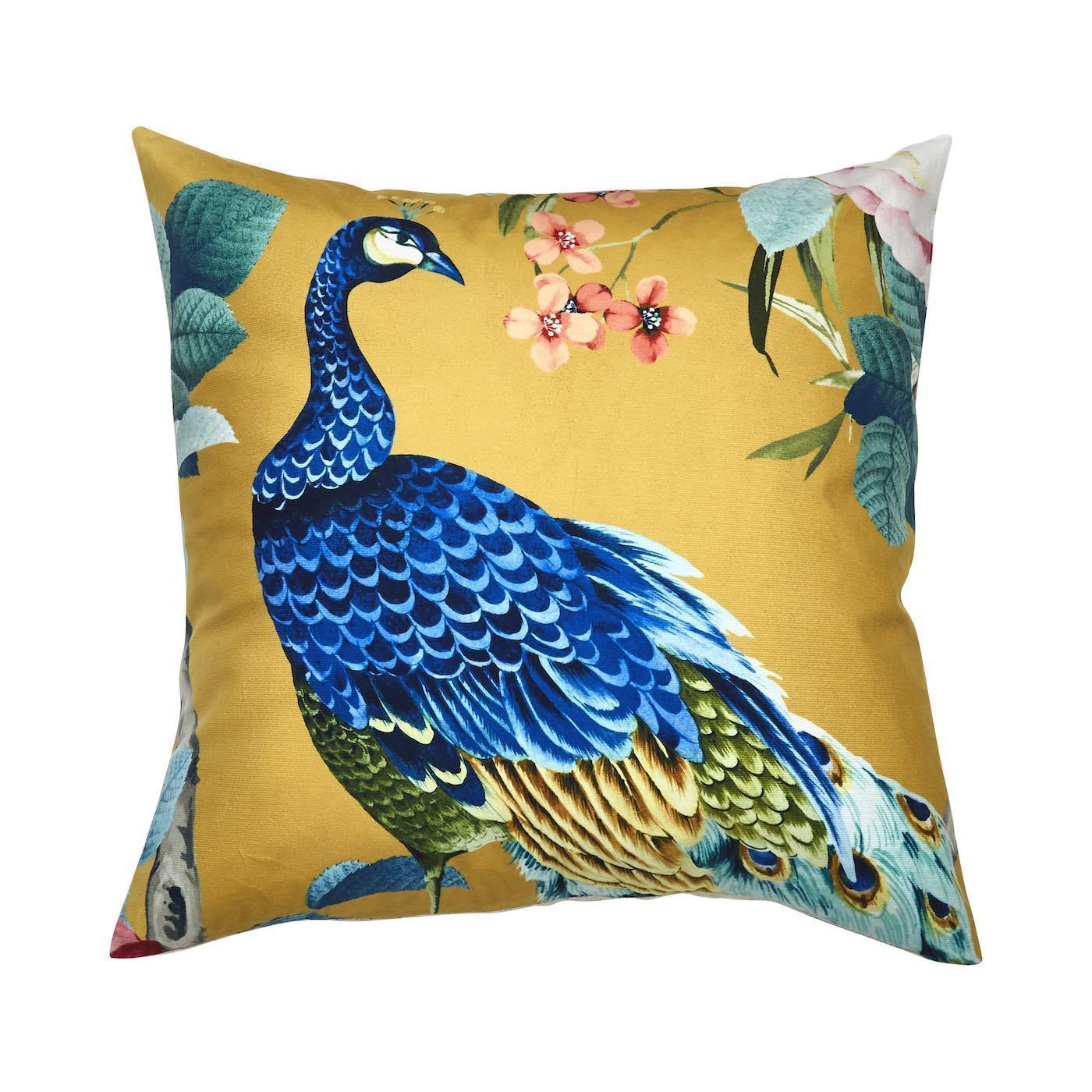 Peacock Square 50x50cm Velvet Cushion Cover