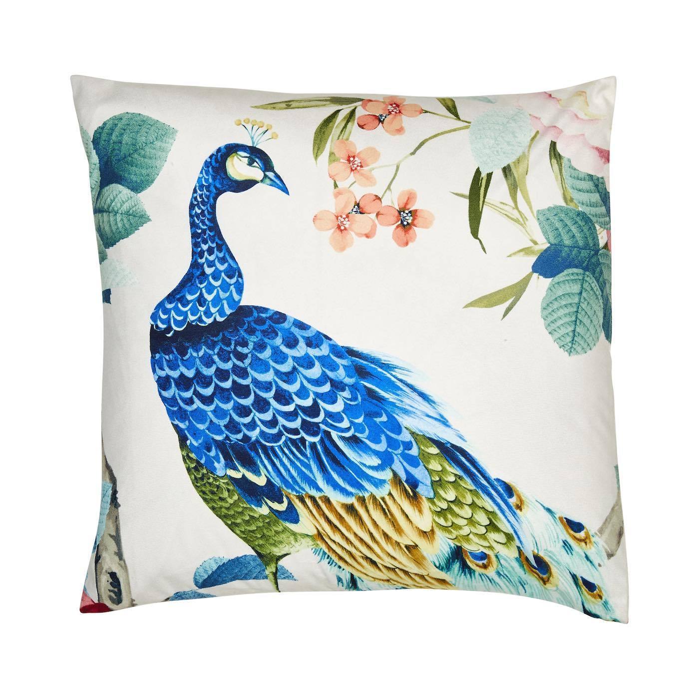 Peacock Square 50x50cm Velvet Cushion Cover