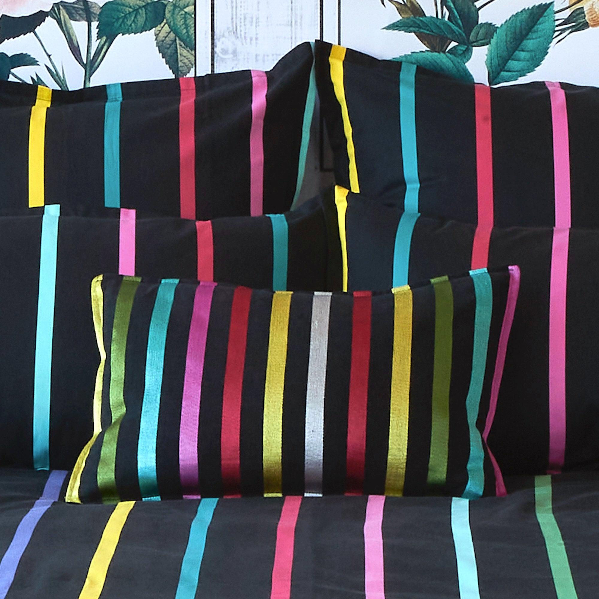 Pencil Stripes Rectangle 55x35cm Embroidered Cushion Cover