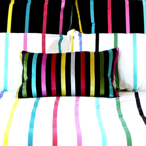 Pencil Stripes Rectangle 55x35cm Embroidered Cushion Cover