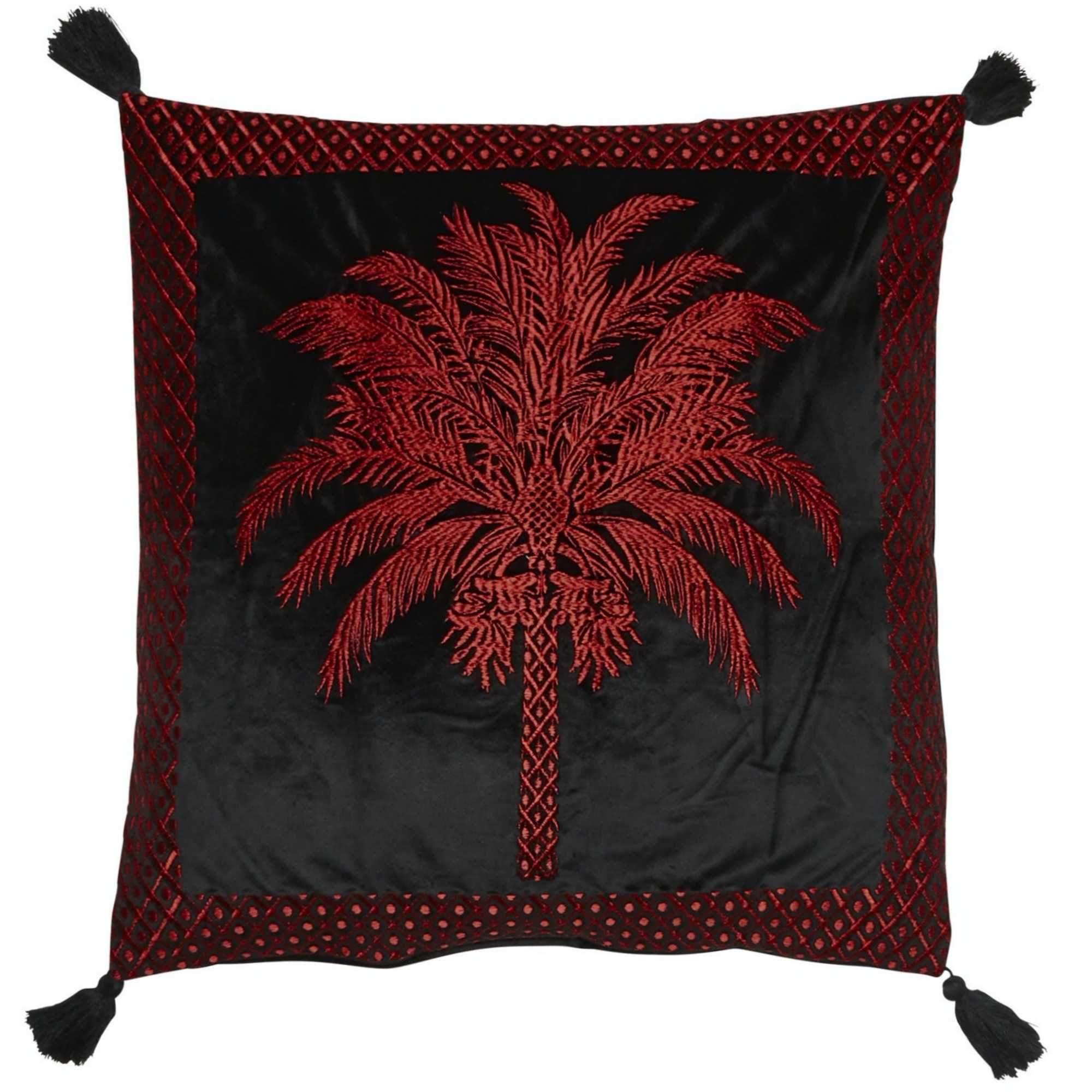 Palmier Square 50x50cm Embroidered Velvet Cushion Cover