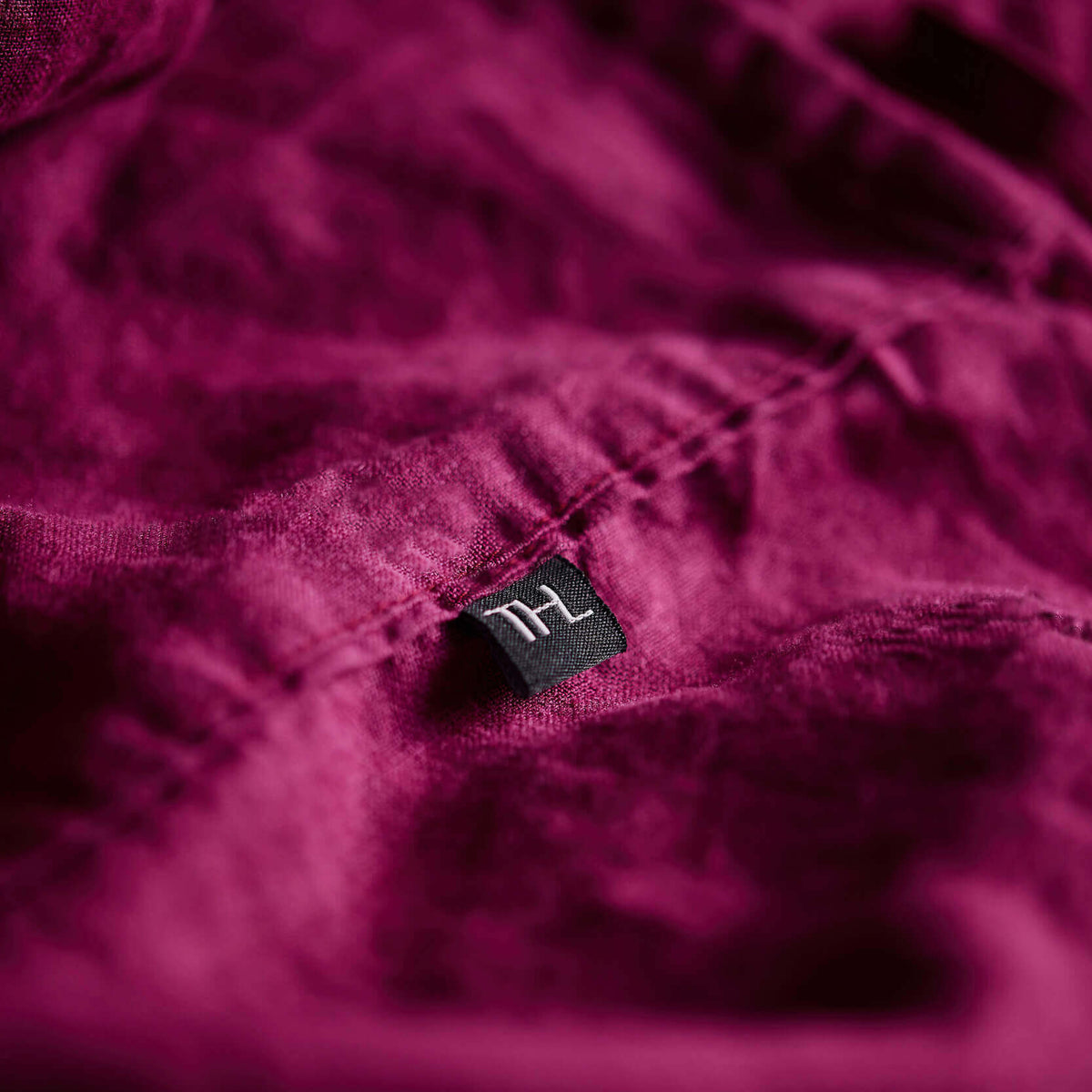 The Honest Label Pure Linen Flat Sheet in Magenta with pink tones flat sheet product view THL product image 1