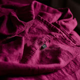 The Honest Label Pure Linen Flat Sheet in Magenta with pink tones flat sheet product view THL product image 3