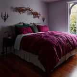 The Honest Label Pure Linen Quilt Cover Set Incl Pillowcases in Magenta with pink tones pillowcase product view THL product image 6