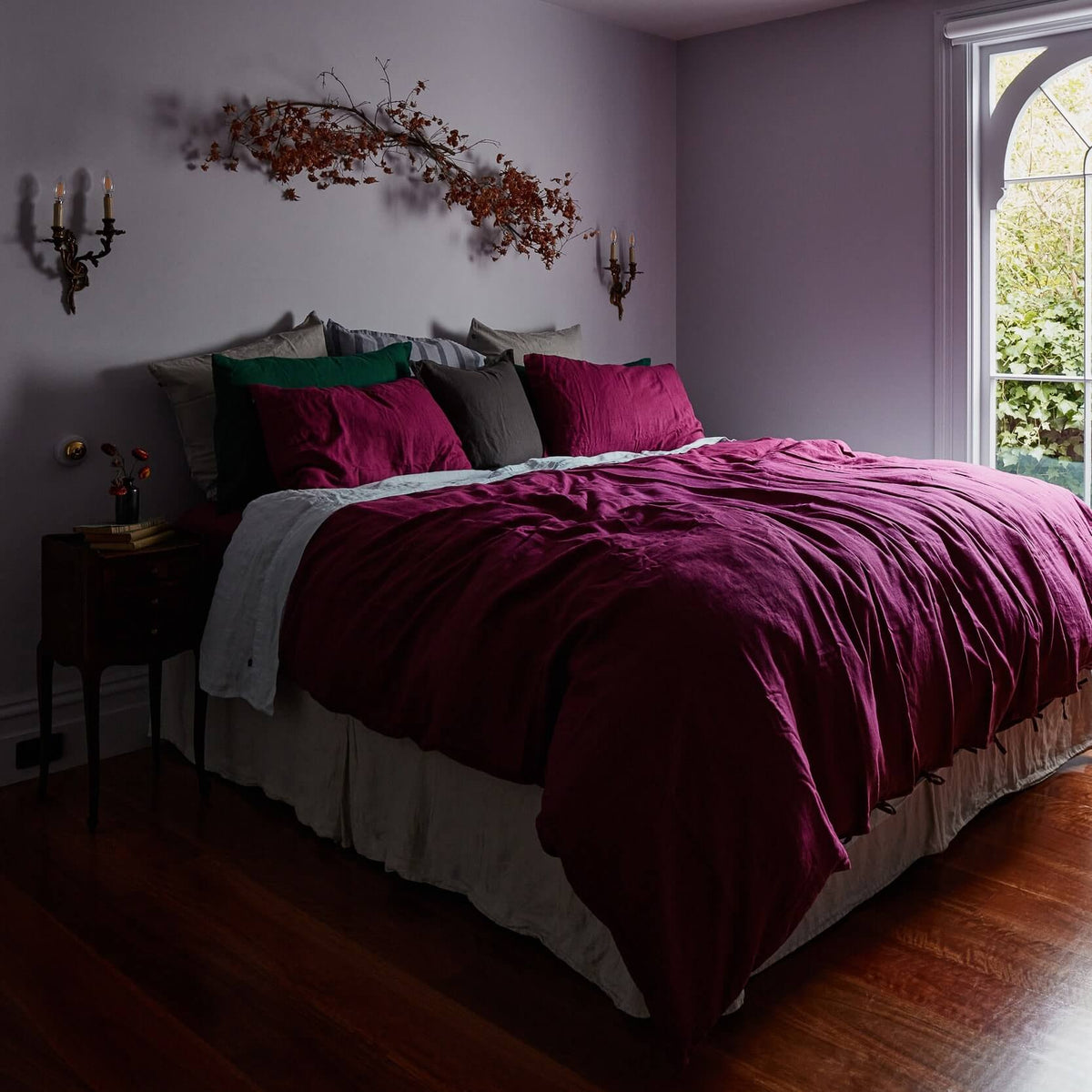 The Honest Label Pure Linen Quilt Cover Set Incl Pillowcases in Magenta with pink tones pillowcase product view THL product image 6