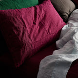 The Honest Label Pure Linen Quilt Cover Set Incl Pillowcases in Magenta with pink tones pillowcase product view THL product image 8
