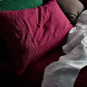 The Honest Label Pure Linen Quilt Cover Set Incl Pillowcases in Magenta with pink tones pillowcase product view THL product image 8