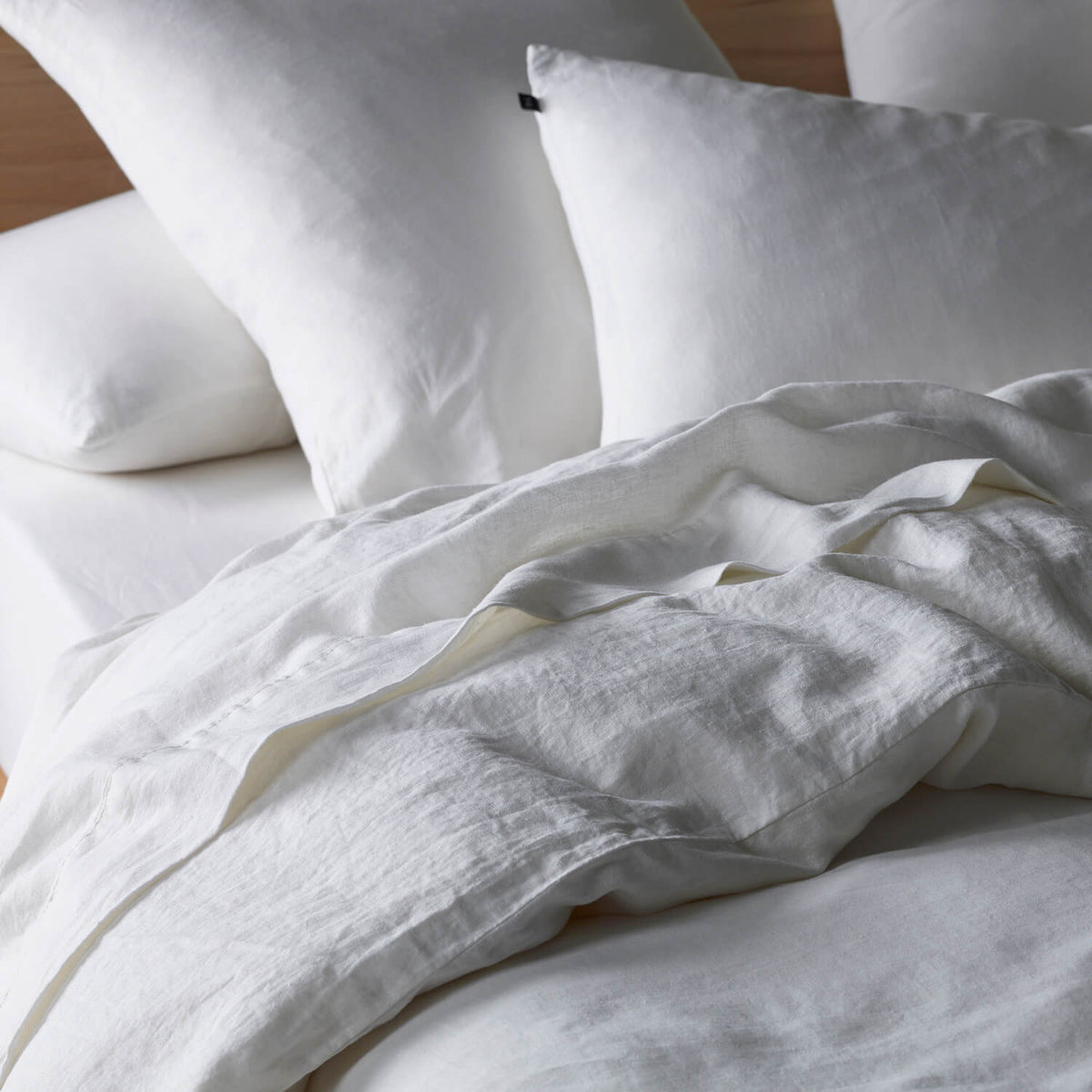 The Honest Label Pure Linen Standard Pillowcase (2 Pack) in Ivory White with white tones pillowcase product view THL product image 5