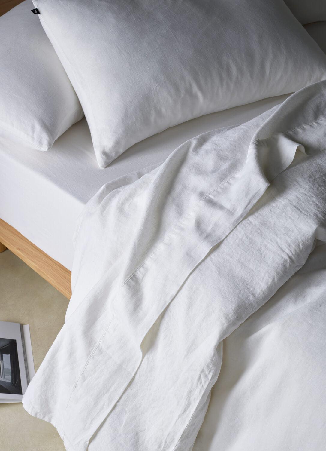 The Honest Label Pure Linen European Pillowcase in Ivory White with white tones pillowcase product view THL product image 3