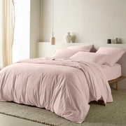 The Honest Label washed cotton bedding in Blush, angled view