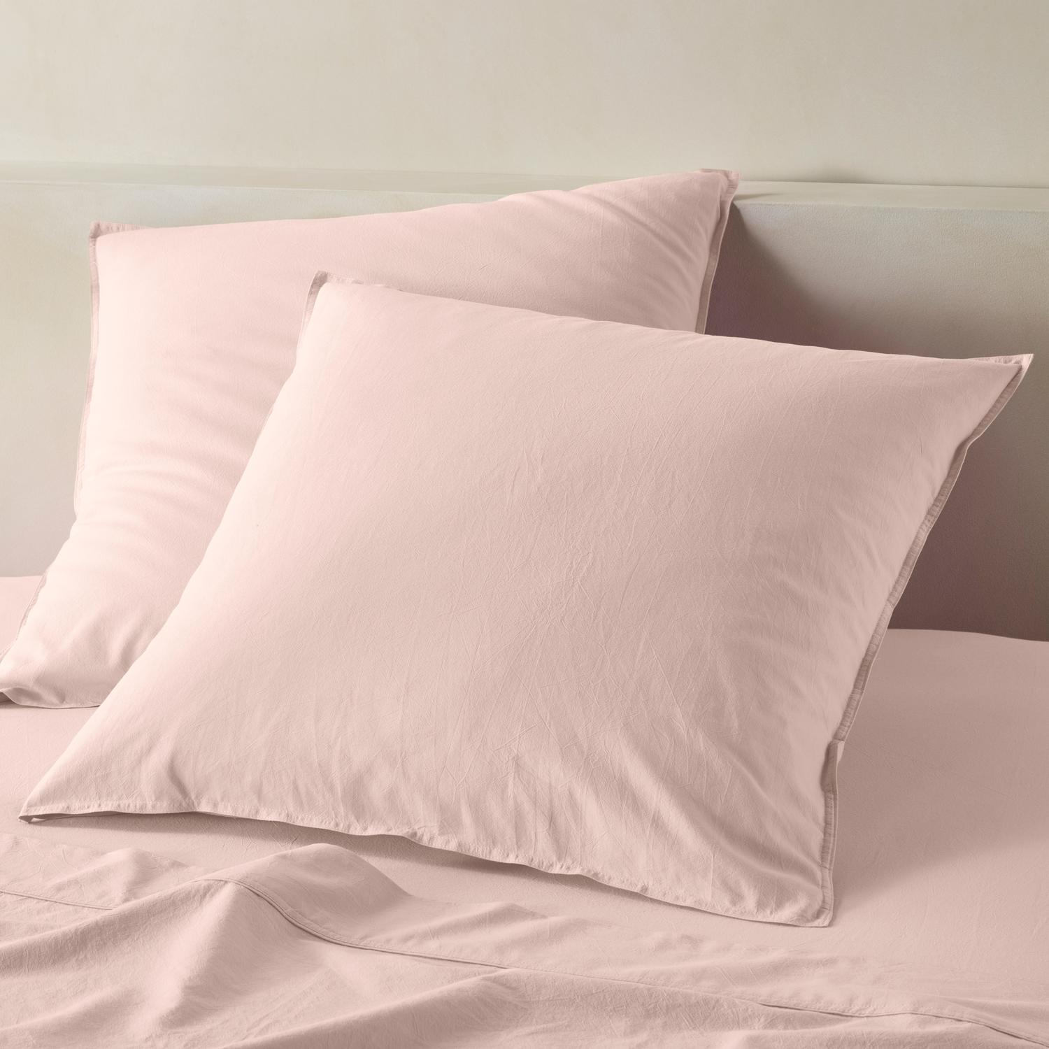 The Honest Label Washed Cotton European Pillowcase in Blush with pink tones pillowcase product view THL product image 1