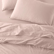 The Honest Label washed cotton bedding in Blush, overhead view
