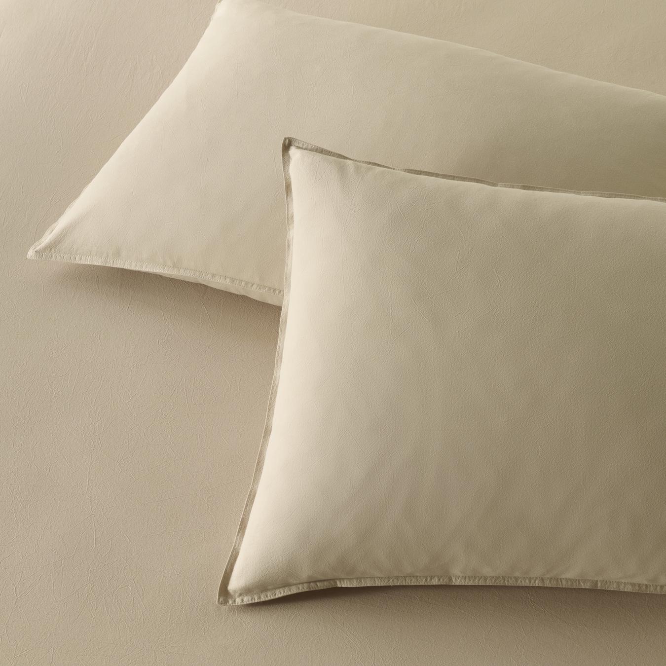 The Honest Label Washed Cotton Standard Pillowcase (2 Pack) in Flax with beige tones pillowcase product view THL product image 1
