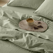 The Honest Label Washed Cotton Standard Pillowcase (2 Pack) in Sage with green tones pillowcase product view THL product image 2