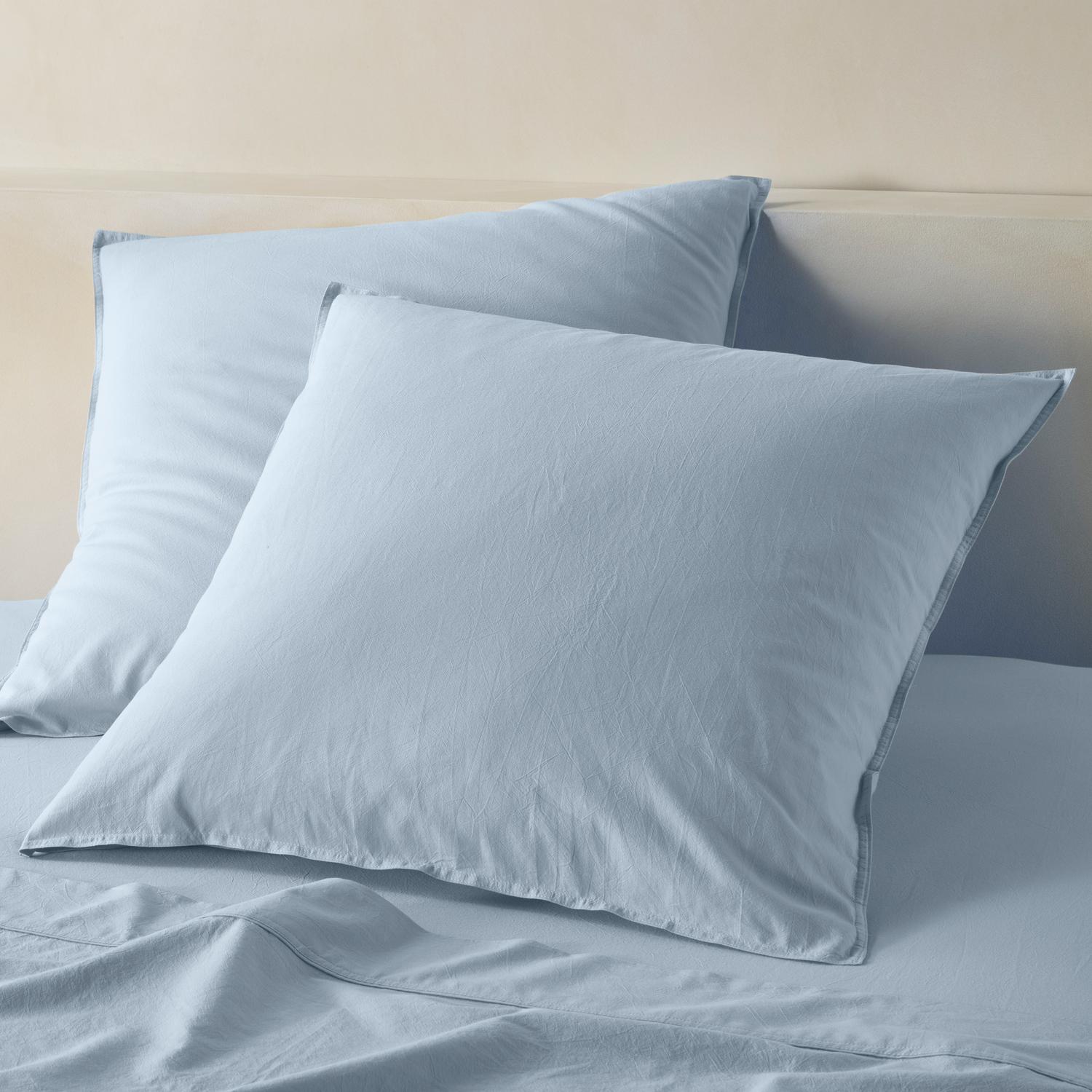 The Honest Label Washed Cotton European Pillowcase in Skye with blue tones pillowcase product view THL product image 1