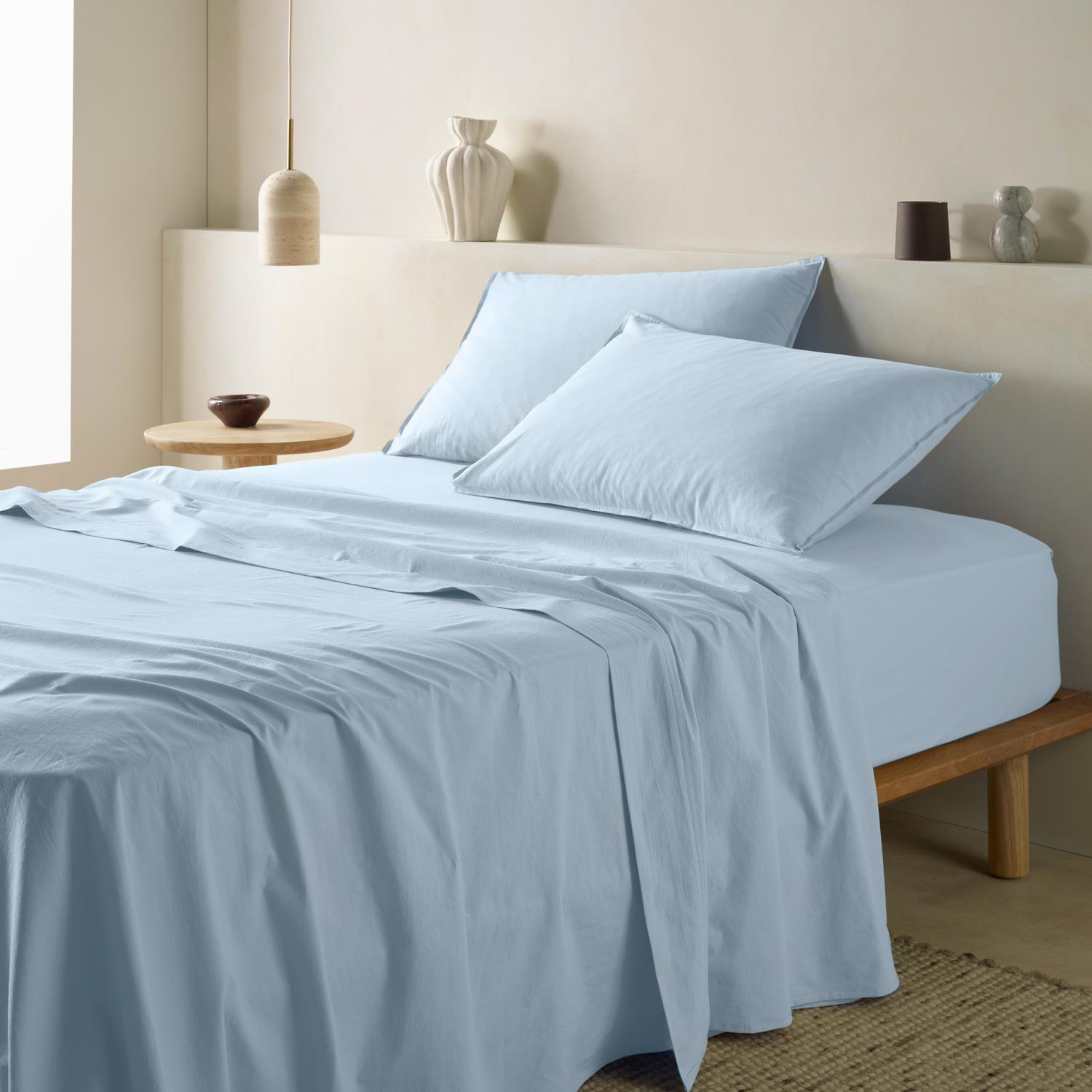 The Honest Label washed cotton bedding in Skye, product detail view