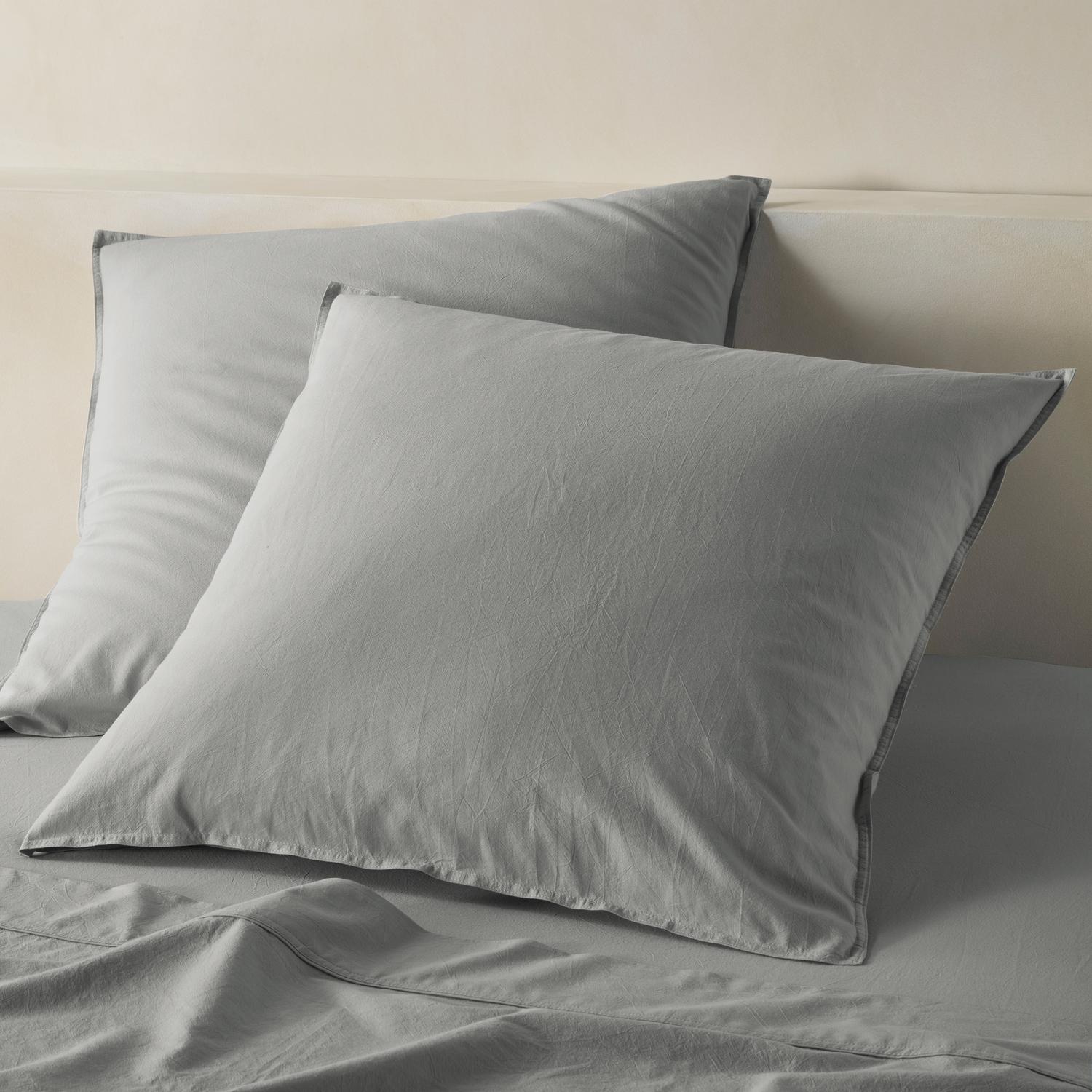 The Honest Label Washed Cotton European Pillowcase in Slate with grey tones pillowcase product view THL product image 1