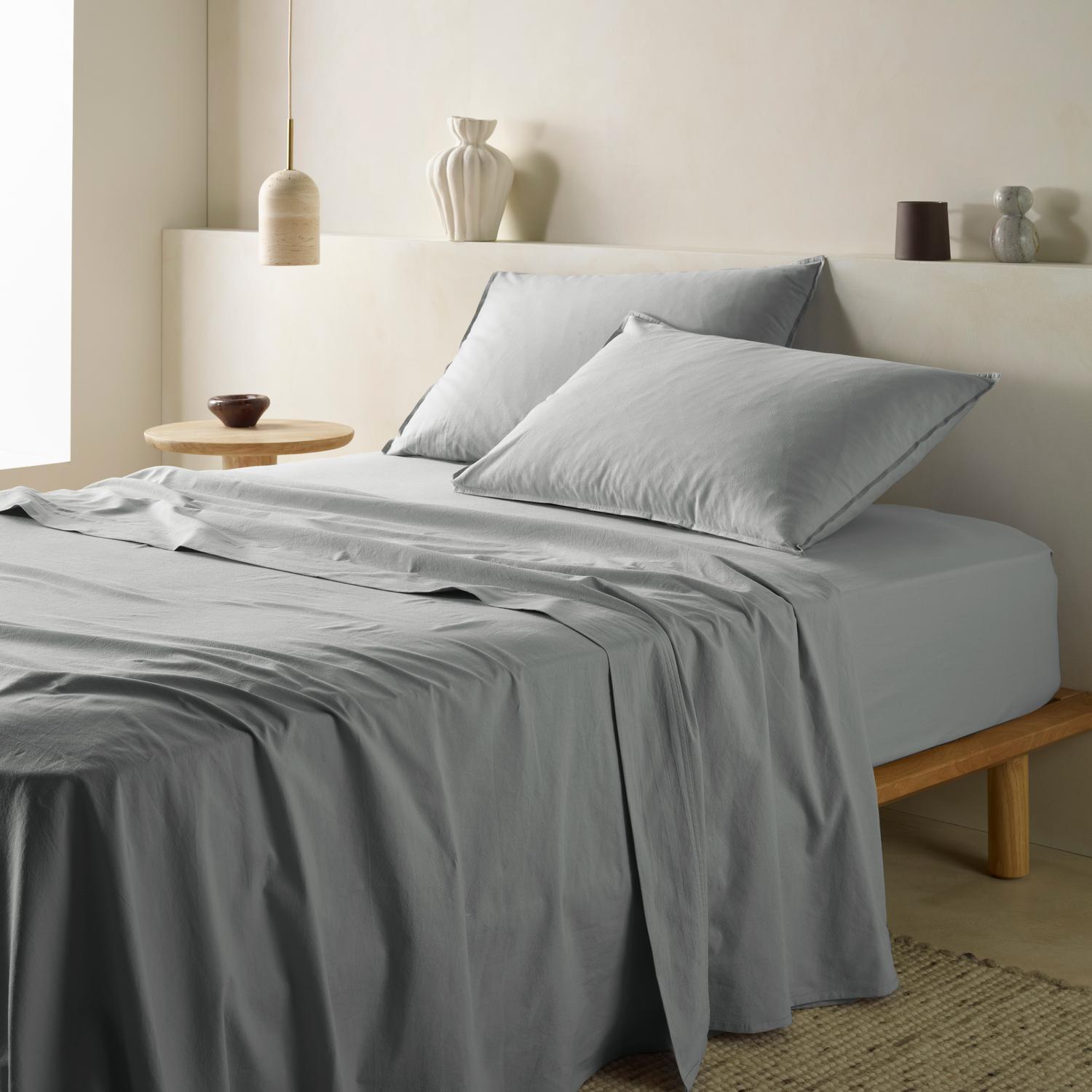 The Honest Label washed cotton bedding in Slate, product detail view