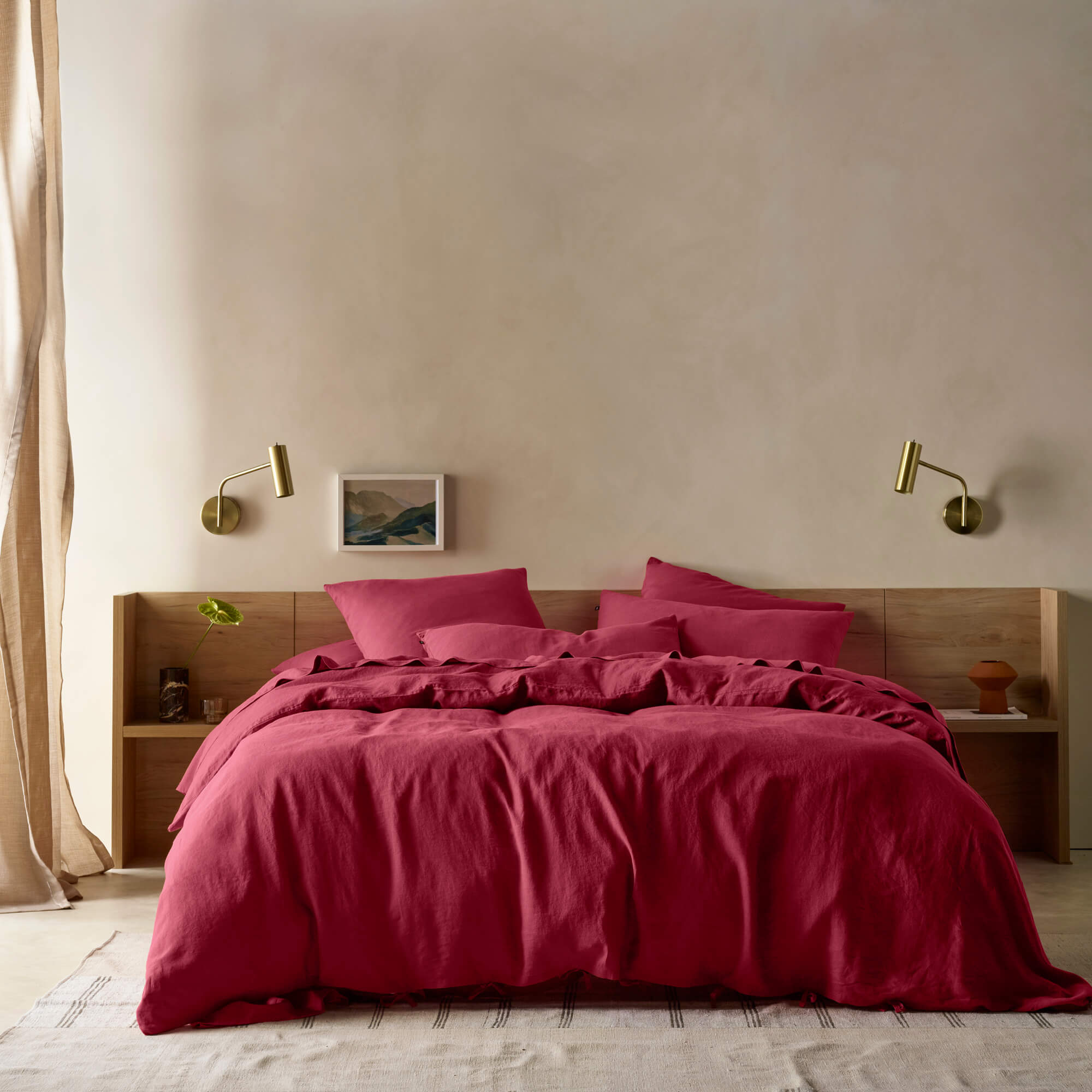 The Honest Label Pure Linen Bedding - Shiraz with purple tones quilt cover product view THL product image 2