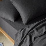 The Honest Label Pure Linen Quilt Cover Set Incl Pillowcases in Charcoal with grey tones pillowcase product view THL product image 2