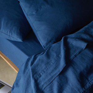 Pure Linen Quilt Cover Set - Ocean Blue