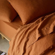 The Honest Label Pure Linen Quilt Cover Set Incl Pillowcases in Red Earth with red tones pillowcase product view THL product image 4